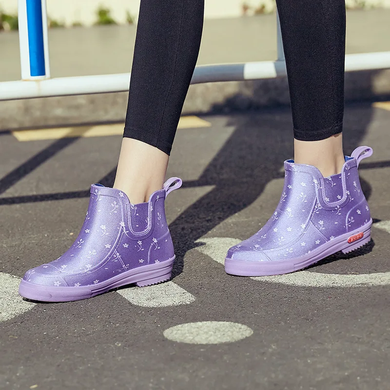 New 2023 Women Fashion Ankle Rain Boots Waterproof Casual Non-slip Rainboots Female Garden Shoes Waterproof Wellies