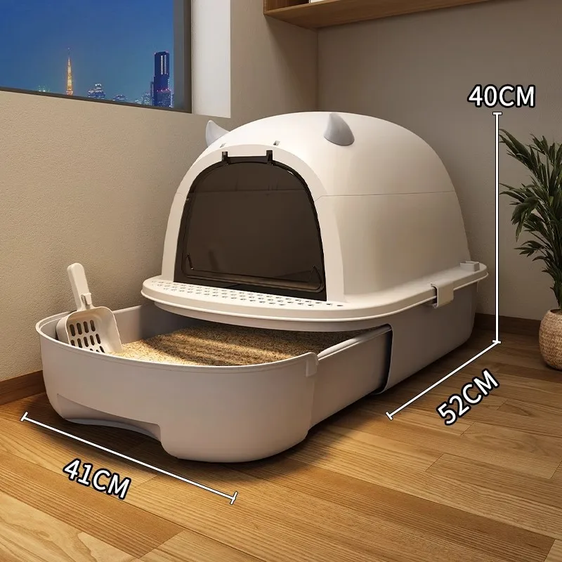 대용량 고양이 쓰레기통, 자체 청소 고양이 쓰레기통, 완전 밀폐 변기