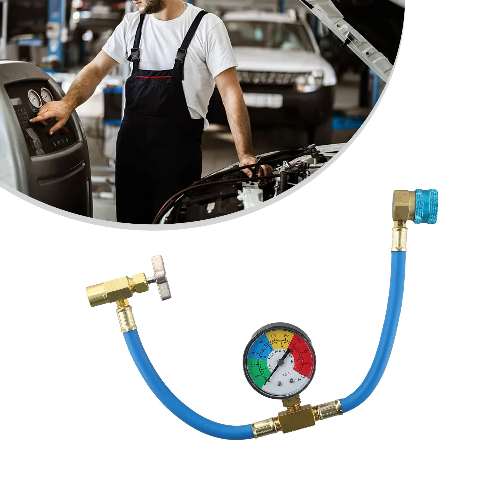 

Auto Car Charging Hose Kit Car Accessories 1 Piece 2inch Female 1/2\" ACME LH Pressure Gauge R1234yf Repair Tool