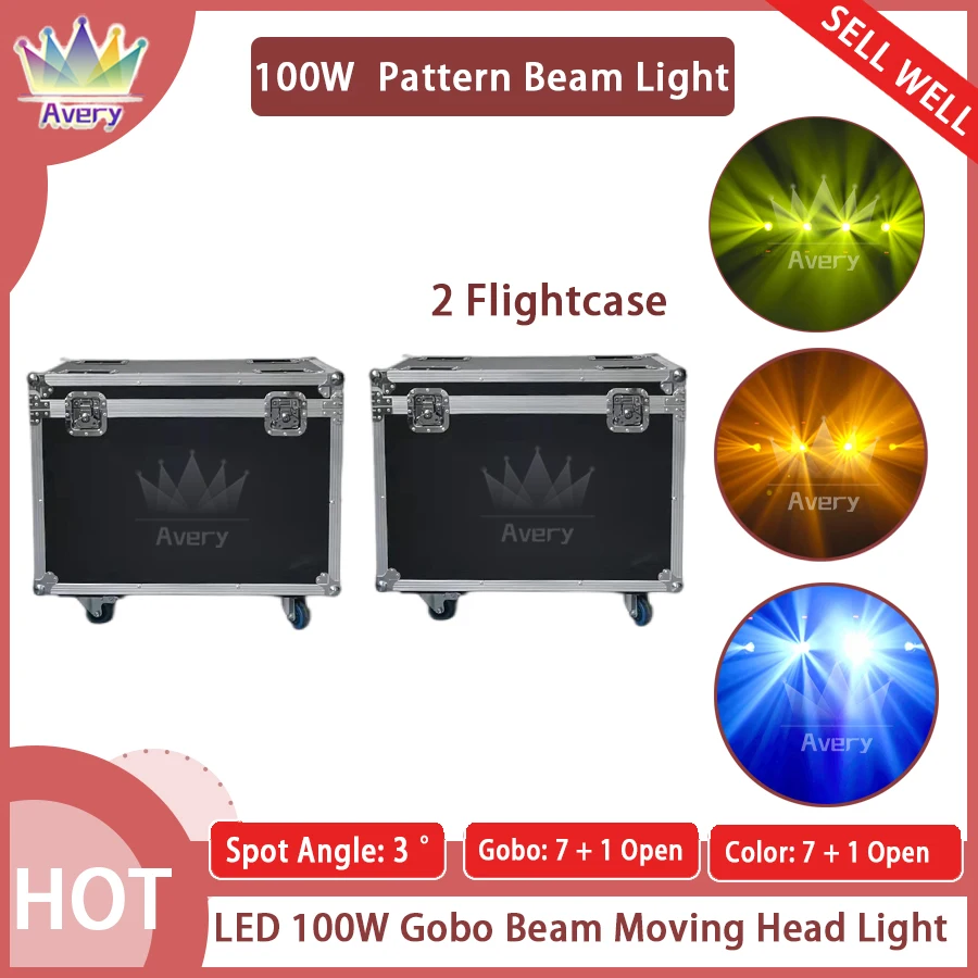 

No Tax 2x Flycase For LED 100W Beam Gobo Moving Head Stage Light Effect 18 Prism DMX512 For Club KTV Disco DJ Party Lighting