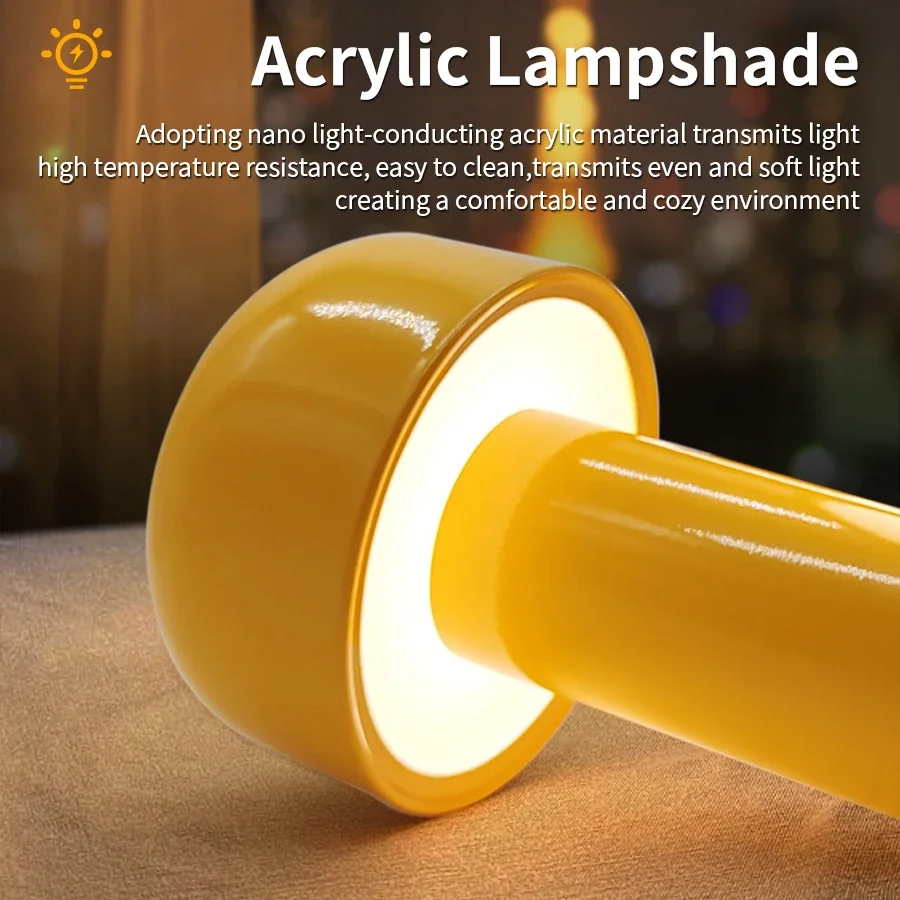 Modern Mushroom Led Table Lamp Bedside Night Light Desktop Office Desk Bedroom Decoration Dimmable Touch Switch Rechargeable 5