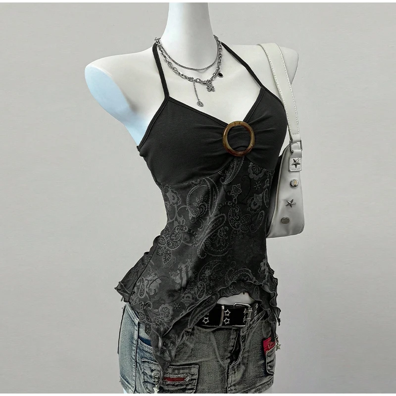 Pink Spicy Girl Sleeveless Mesh Splice Slim Fit Top - Elegant Commute Style
