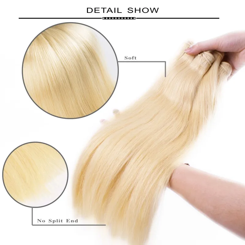 Straight Mink Human Hair Bundle Unproccessed Raw Virgin Human Hair Blond Color One Donor Ombre Blond Raw Virgin