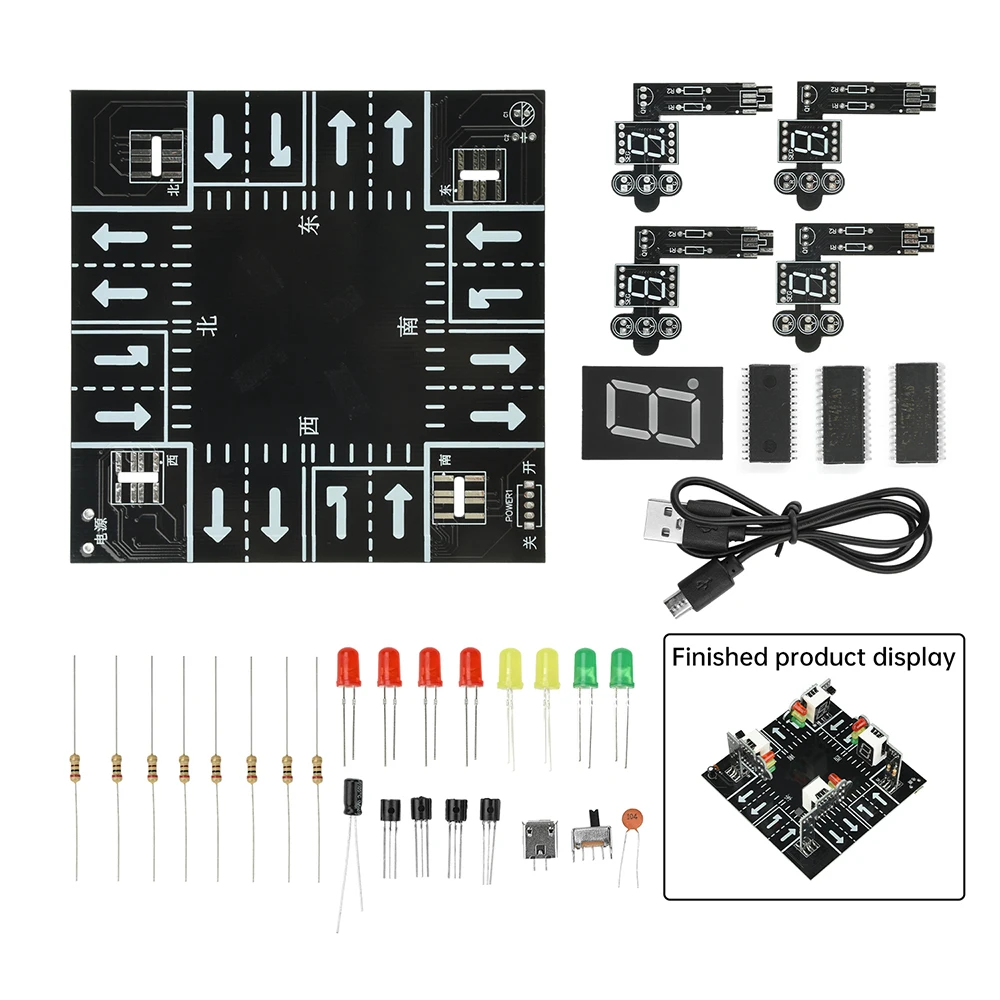 Akıllı Trafik Işığı DIY Kiti Eğitim Elektroniği Lehimleme Uygulaması STEM Projeleri İçin LED Dijital Ekran Mikro USB Arayüzü