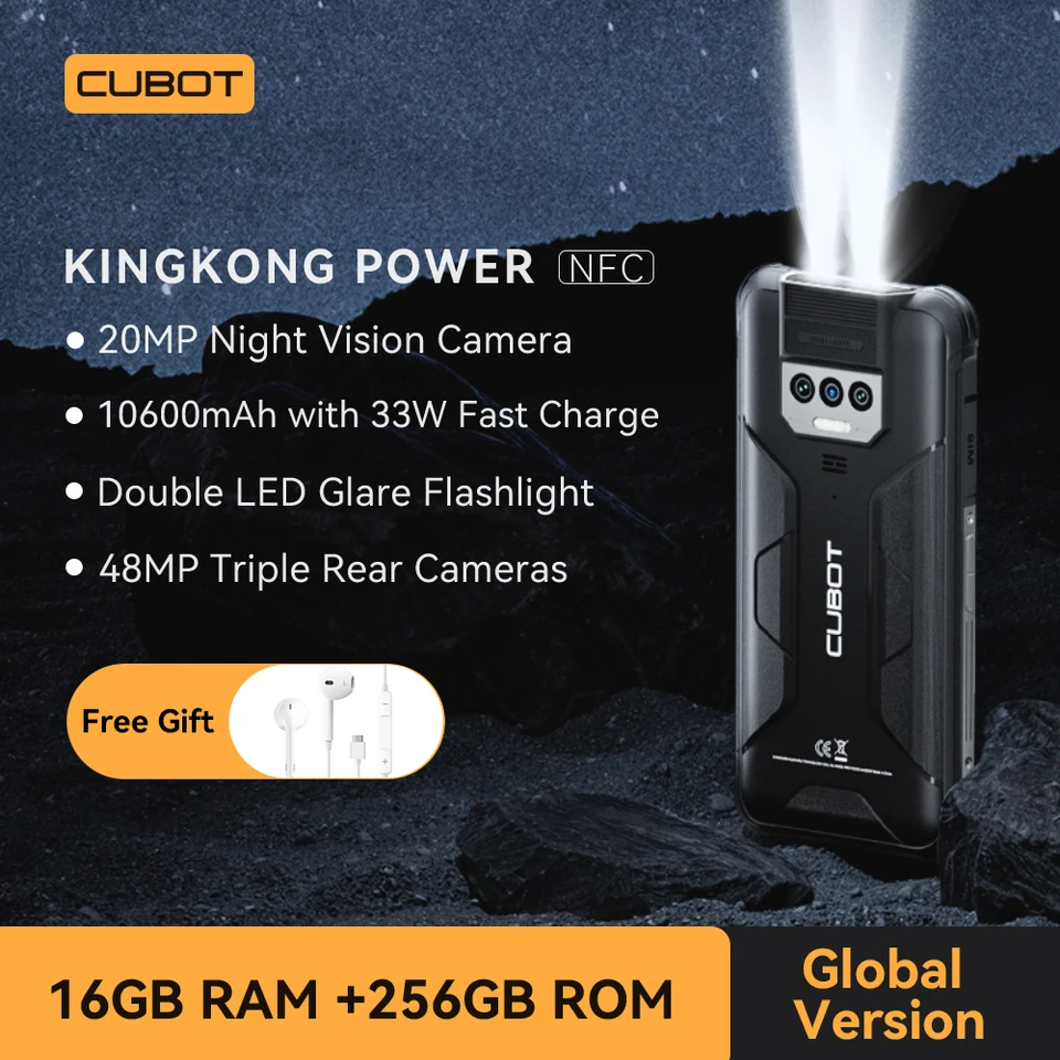 Cubot KingKong Power、防水仕様の頑丈スマホ、16GB RAM(8GB+8GB拡張