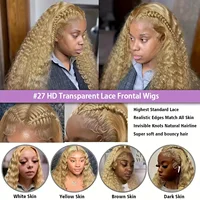 Perruque 27 Blond Miel 13x6 Cheveux Humains Bouclés Pré-Pluckée avec Baby Hair pour Femmes Noires Perruques Vietnamiennes Originales 32 36 Pouces Densité 250 4