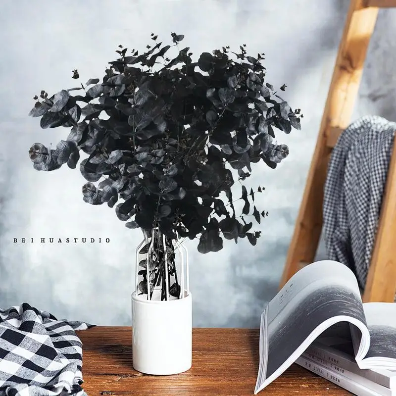 

Realistic Black Eucalyptus Leaves Garland DIY Craft Artificial Plants Fake Flowers Vines For Home Wedding Decoration Accessories