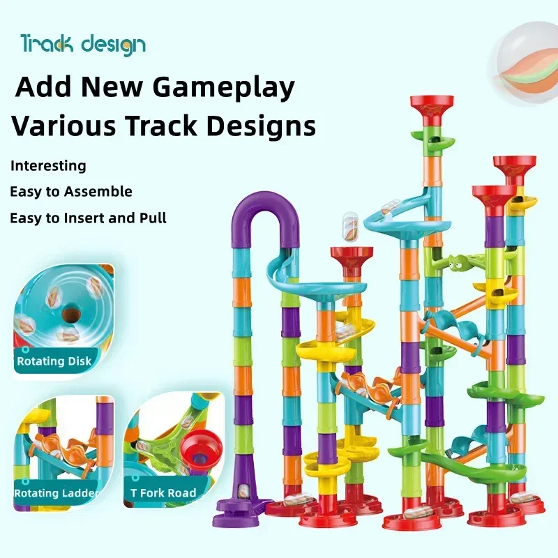 50/197Pcs Children Diy Game Marble Run Race Track Building Blocks Toys 3D Maze Ball Rolling Marbles Running Track Coaster Gift