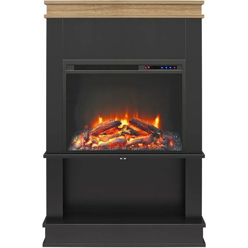 Mateo 30 Inch Electric Fireplace with Mantel and Shelf, Replaceable Fireplace Insert Heater, Freestanding, Remote Control, 2
