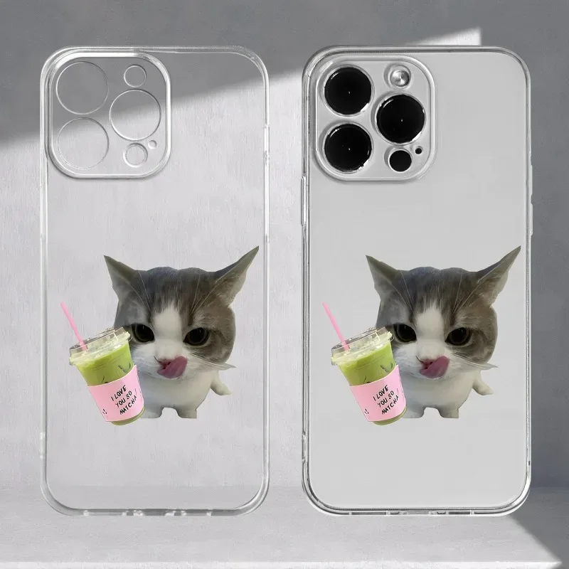 Charming Cat Design Shockproof Transparent Phone Case Cover