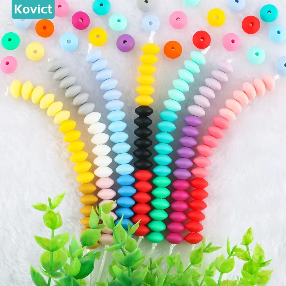 Silicone Beads Lentils Beads Silicone Beads Abacus Lentils 12mm DIY Pacifier Chain Clip For Pens Jewelry Keychain Making 50/100Pcs/lot