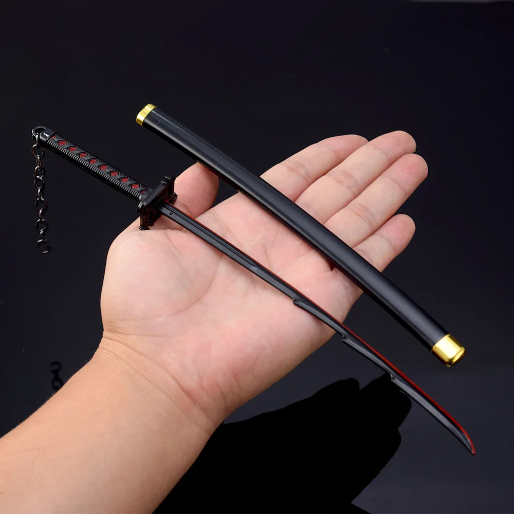 26cm Anime Weapon Kurosaki Ichigo Ban Kai Zangetsu Katana Cos Prop All Metal Samurai Swords Toy Knife Model Ornaments Gifts 4