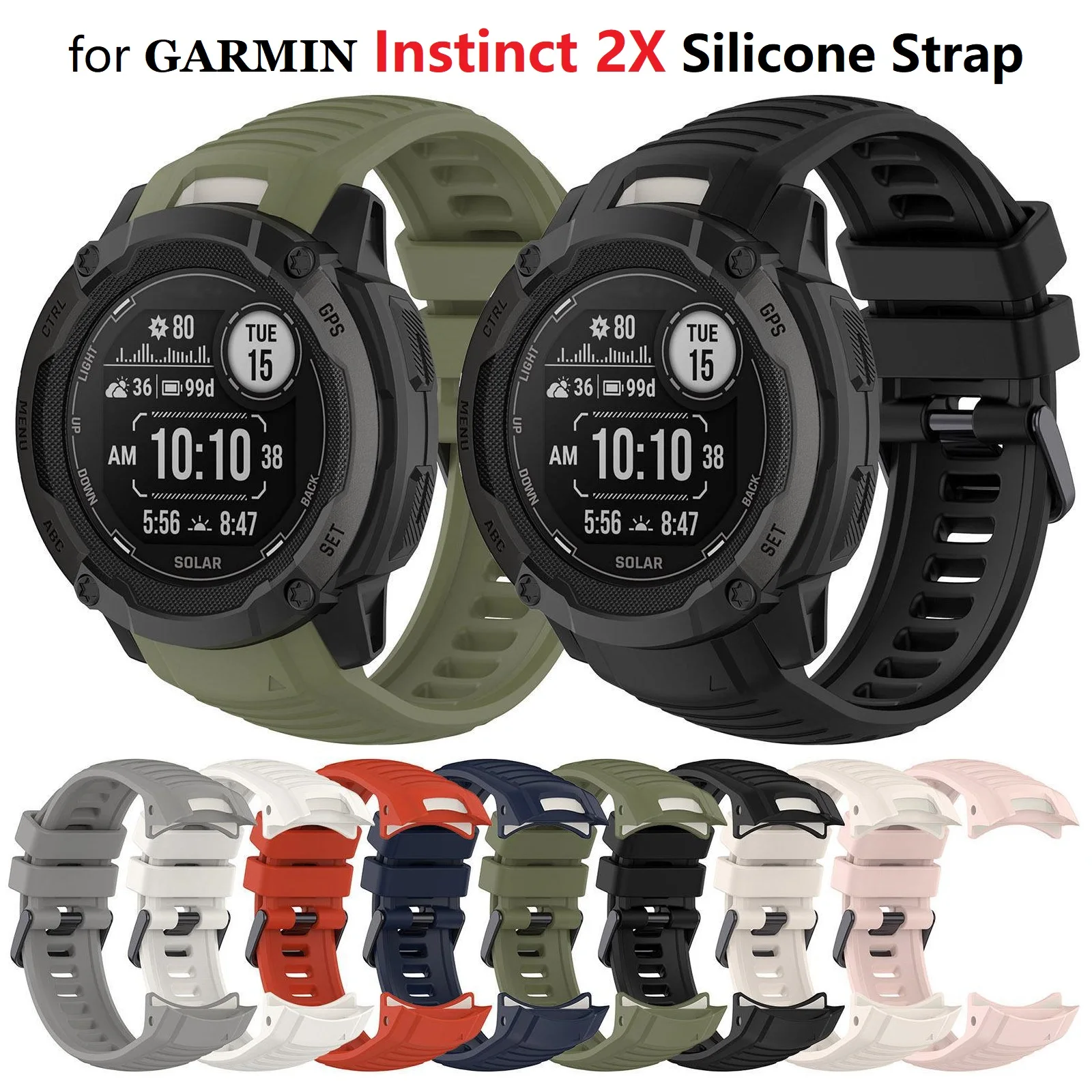 

Ремешок силиконовый для смарт-часов Garmin Instinct 2X со стальной пряжкой, 20 шт.