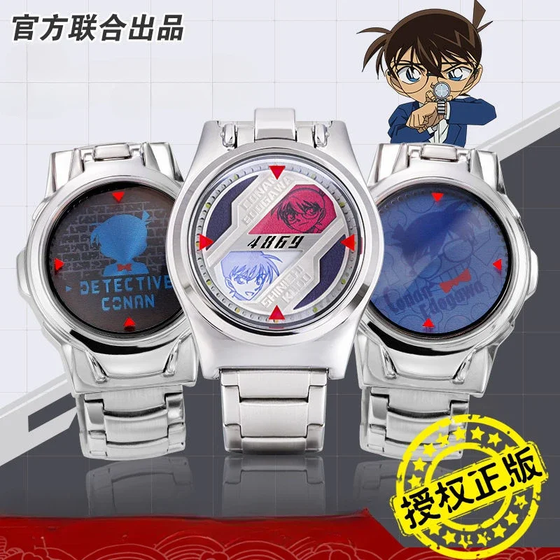 [Detective Conan] Laser Clamshell Anime Watch Waterproof Manga Role Watches Cosplay Cartoon Character Shinichi For Children Gift