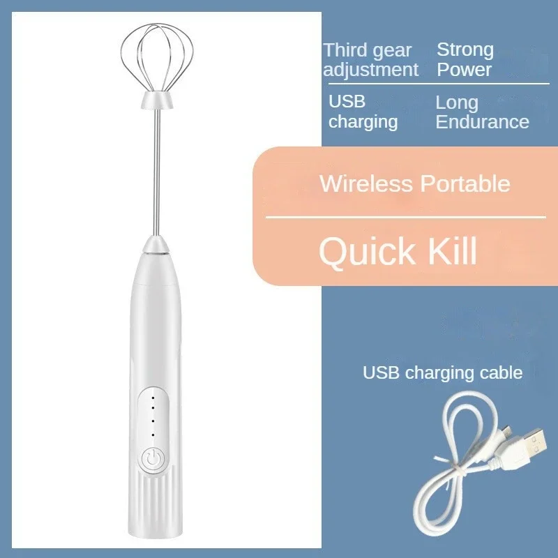 Kitchen Gadgets Tools Mixer 2 in 1 Kitchens Accessories Utensil Milk Frother Electric Egg Beater Coffee Blender USB Rechargeable