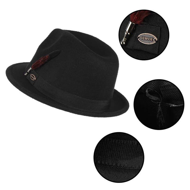 CHENDX Cappello Alta qualità, Cappello in Feltro di Lana Donna Fedora