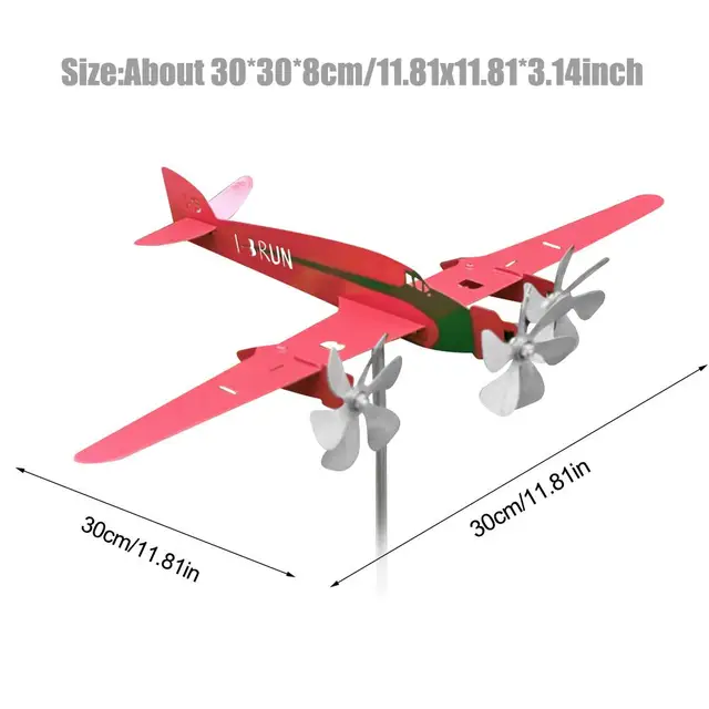 3D -S Úszó Sík Weathervane Egyedi Fém Repülőgép Szélmalom Szélenergia -Szobor Szobor Szél Fonó A Tető Udvar Kertjéhez - Image 6