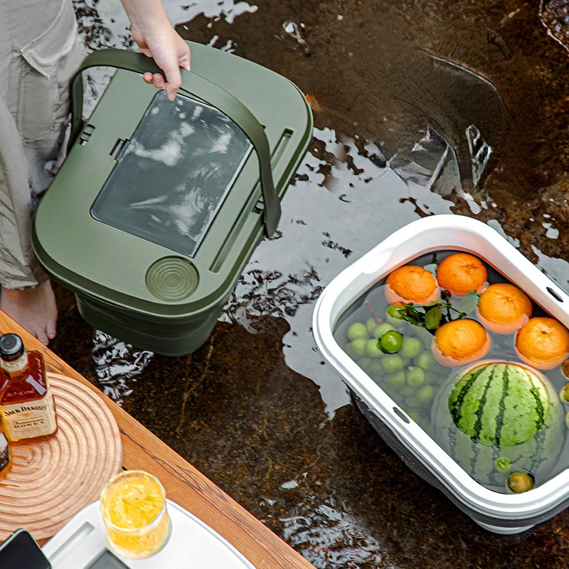 

New Outdoor Camping Foldable Picnic Basket Multipurpose Portable Picnic Moisture Proof Portable Storage Bucket Storage Box