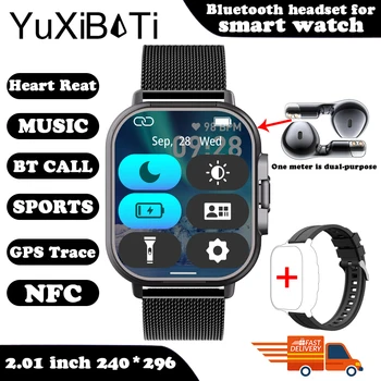 2024 Smart Watch 2 in 1 With Earphone Smartwatch Bluetooth Call Men Watch GPS Track Heart Rate Monitor Play Music SmartWatch 12