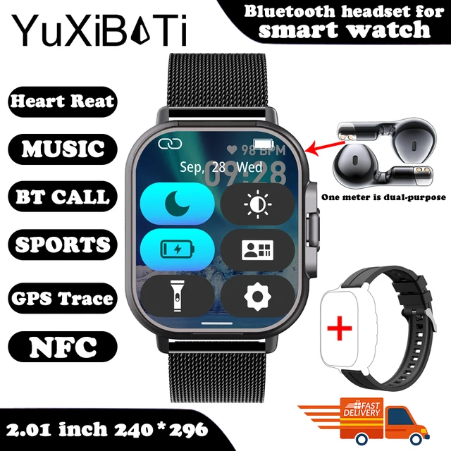 2024 Smart Watch 2 in 1 With Earphone Smartwatch Bluetooth Call Men Watch GPS Track Heart Rate Monitor Play Music SmartWatch 12