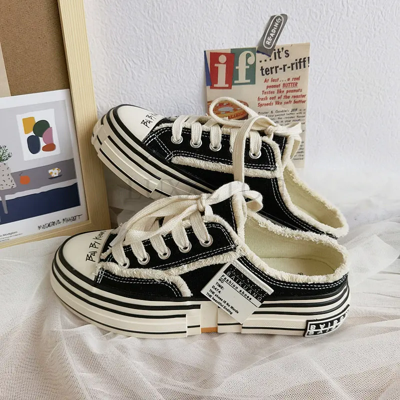 

Женские парусиновые кроссовки, грязные туфли, новинка, Студенческая парусиновая обувь на толстом каблуке, белые туфли на шнуровке, спортивная обувь для женщин, кроссовки