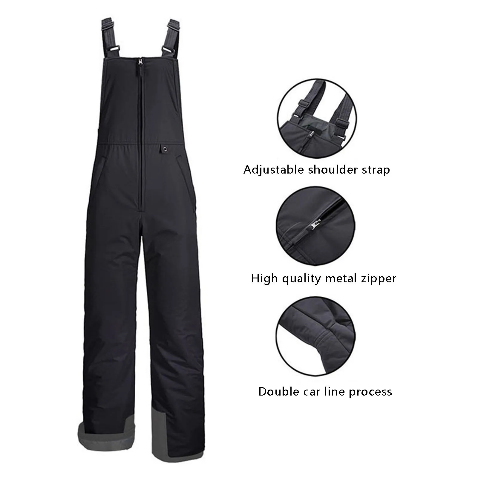 Men Rompers Denim Overalls Adjustable Straps Windproof Thickened Cargo Trousers Winter