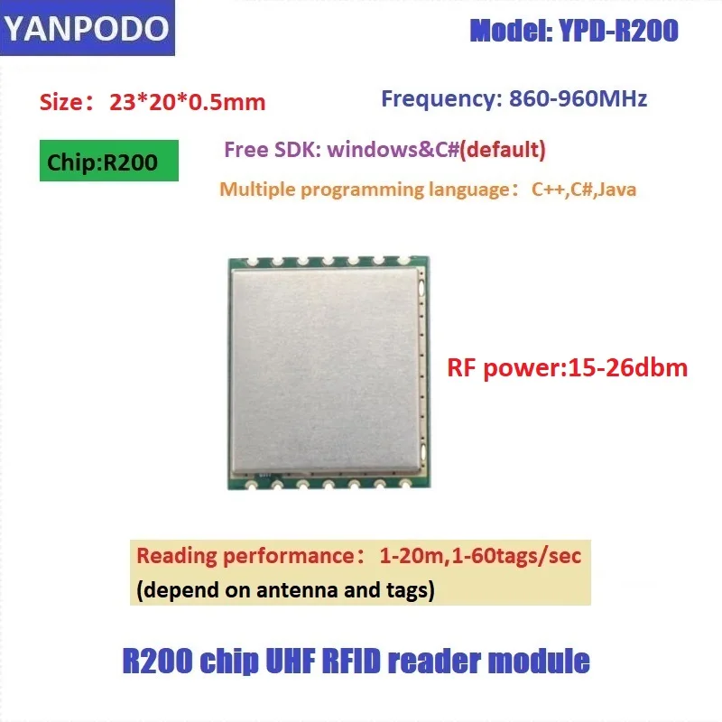 

Yanpodo UHF RFID Module 860-960Mhz TTL UART Micro USB Interfance 1 Port RFID Reader UHF Module For Raspberry Embedded