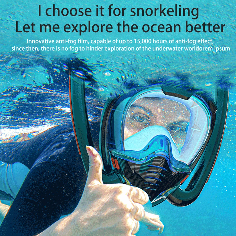 Diving Mask Snorkeling Diving Mask Swimming Goggles Diving Goggles Snorkeling Mask Double Tube Silicone Full Dry Diving Mask Adults Swimming Diving Goggles Self Contained Underwater Breathin
