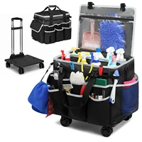 Sac de caddie de nettoyage roulant, sac à outils, sac de rangement d'outils de nettoyage, grand sac de nettoyage Portable professionnel avec roues, sacs Oxford 1