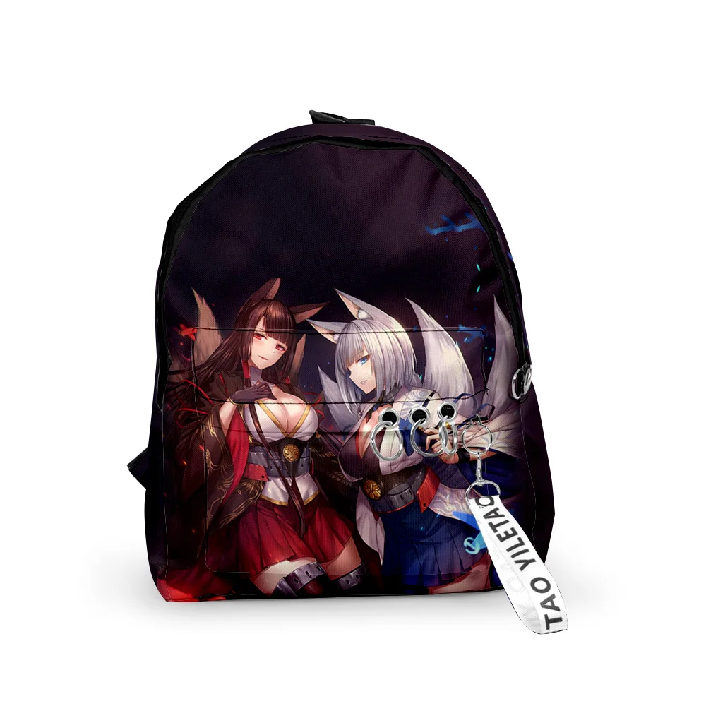 Classic Game Azur Lane Backpacks Boys/Girls pupil School Bags 3D Print Keychains Oxford Waterproof Funny Cute Small Backpacks