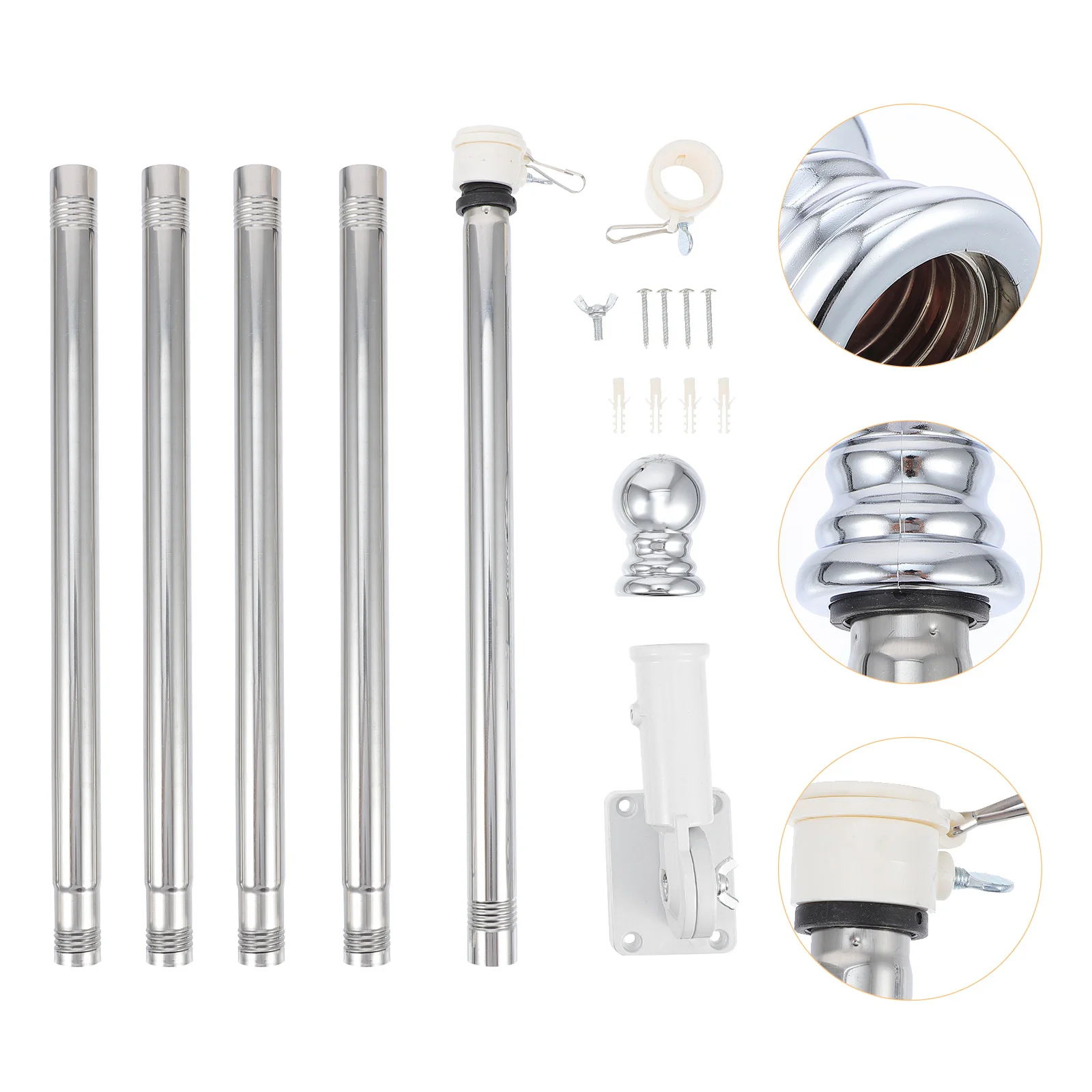 

180-Degree6ft Aluminium Alloy Flag Pole Kit And Flagpole Mounting Base Flagpole And Stand Kits Adjustable Wall Holder