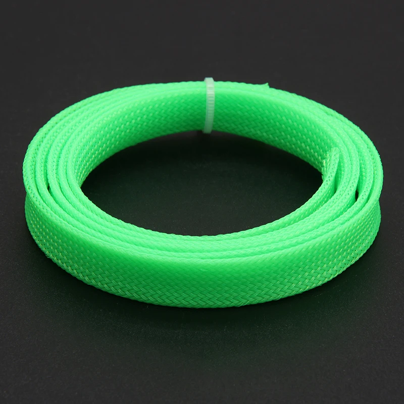 Expandable Braided Cable Sleeves – Neon Green PET Wire Wrap, Various Sizes, Flexible