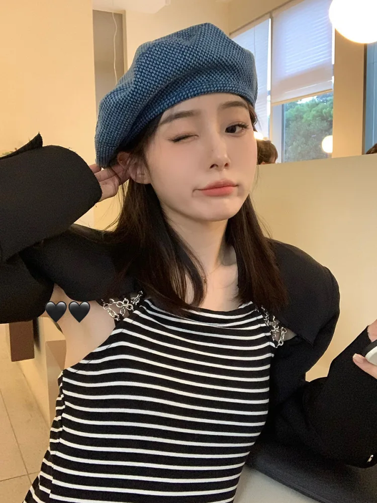 

Women Girls Winter Wool Beret Hat Retro Solid Color French Painter Hat Artistic Beret Caps