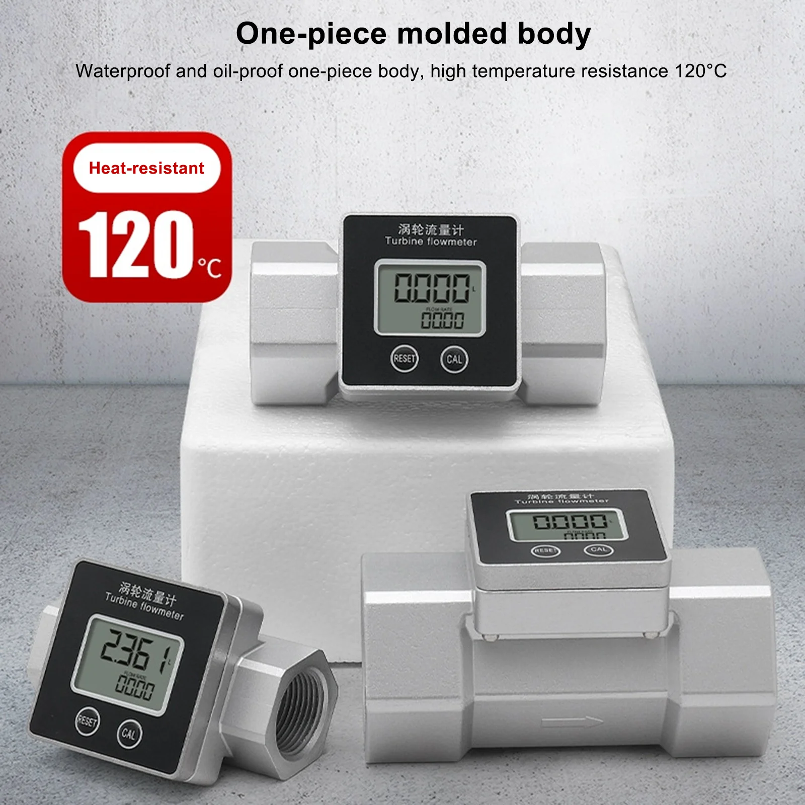 Digital Turbine Flow Meter LCD Display High-Precision Water Flowmeter Diesels Gasoline Methanol Liquids Electronic Flowmeter