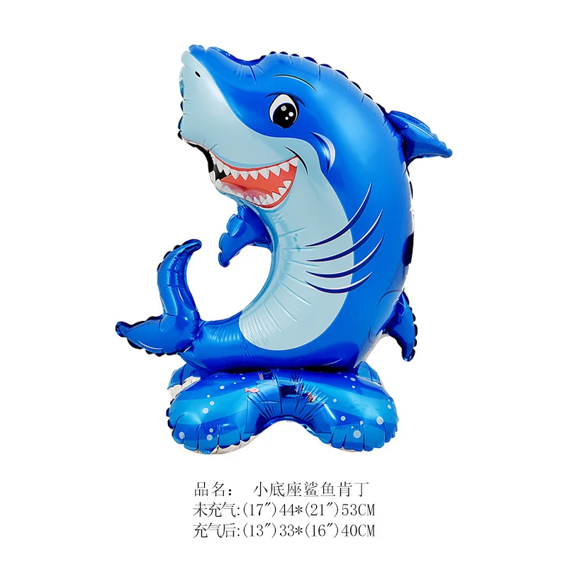 Blue Cartoon Shark Theme Disposable Tableware Set for Kids' Ocean Birthday Party Decor