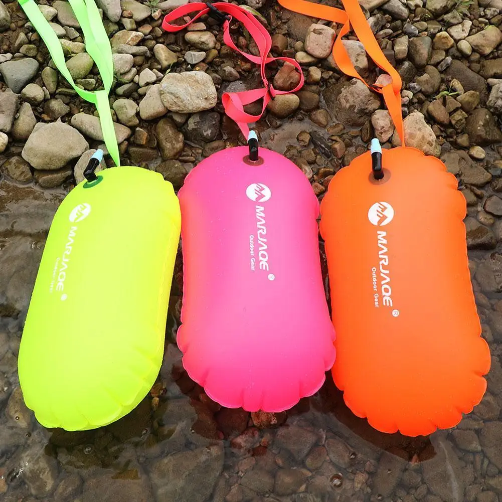 Inflatable Open PVC Swimming Buoy Tow Float Dry Bag Double Airs Bag With Waist Belt For Swimming Water Sports Safety