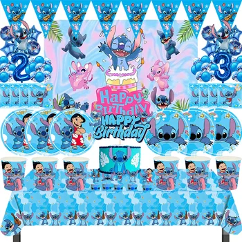 NEW Lilo And Stitch Birthday Party Decoration Tableware Balloon Cup Plate Banner Backdrop Lilo Stitch Theme Party Supplies Favor