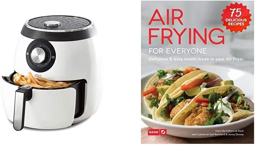 

DFAF455GBWH01 Deluxe Electric Air Fryer + Oven Cooker, White & DCB001AF Air Fryer Recipe Book for Healthier + Delicious Meal