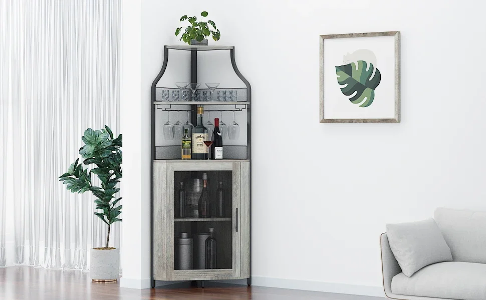 Corner Wine Bar Rack Cabinet