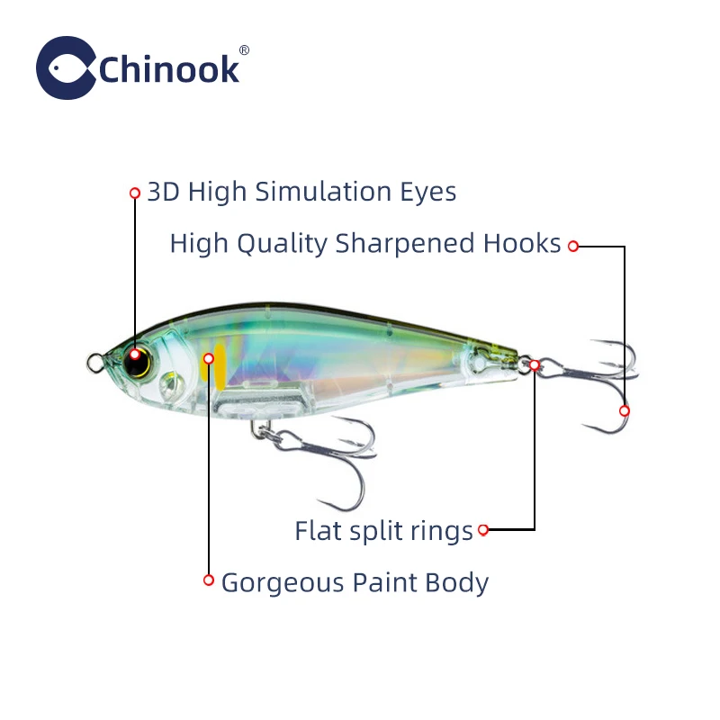 Chinook 70mm 7.8g slow Sinking Pencil bait Fishing Lure Surface Floating  Lures for fishing swimbait Rap pike bass lur - AliExpress