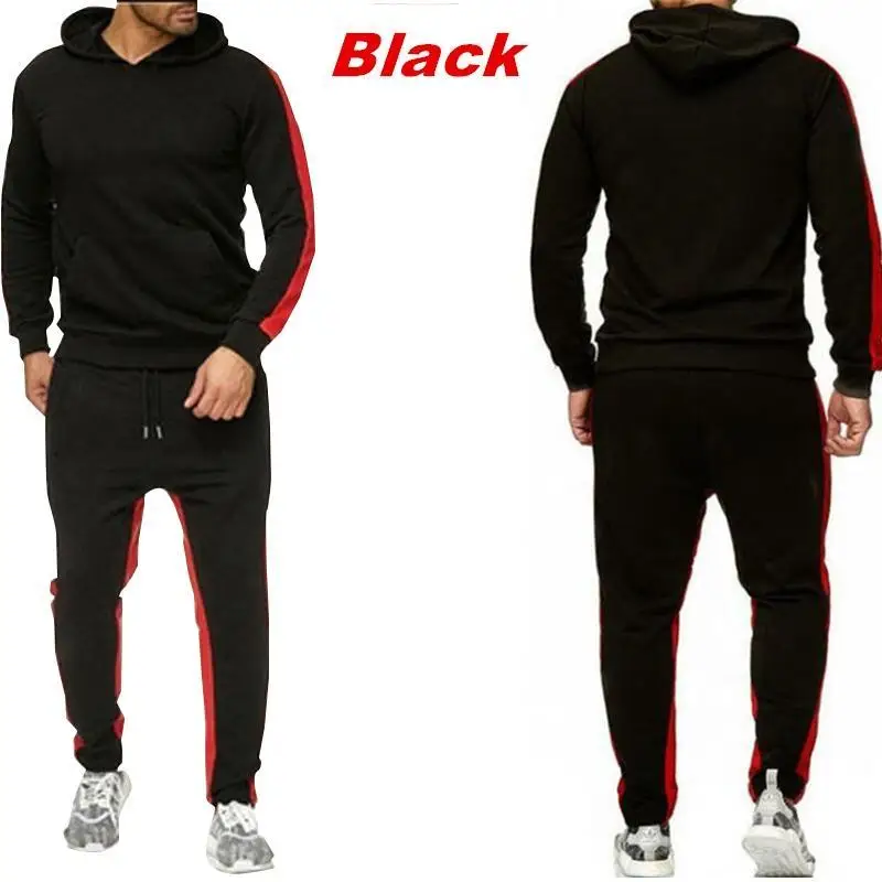 Men's Custom Logo Solid Tracksuits Hoodies+Pants Sets Pullovers Jackets Sweatpants Hooded Streetwear Outfits
