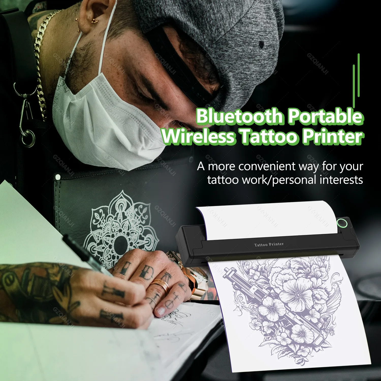 A4 Tattoo Transfer Automatic Fast Printing Wireless Portable Tattoo Stencil Printer Suitable For Small Businesses Bluetooth