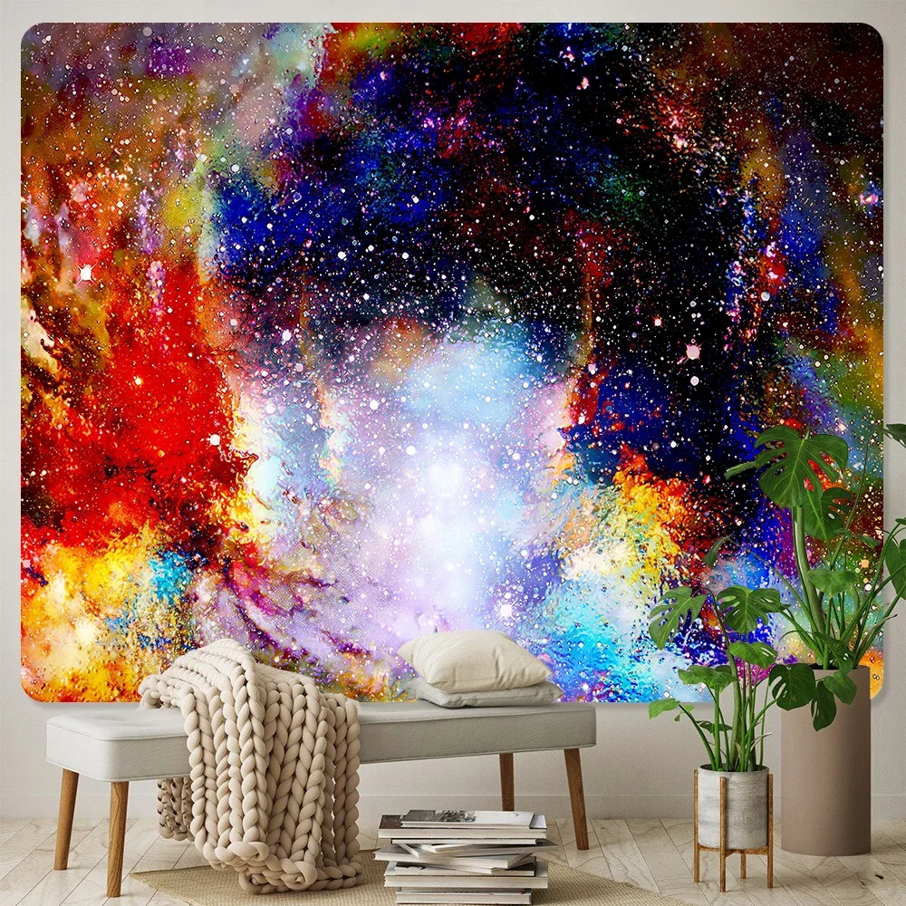 

Galaxy interstellar fans fantasy scene home decoration tapestry background cloth hippie bohemian decoration yoga mat sheets