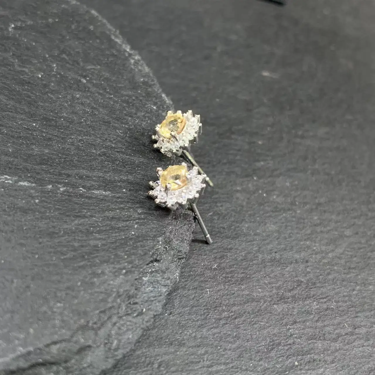 MM Natural Citrine Stud Earrings For Women Real 925 Sterling Silver Vintage Femme Gift Prevent Allergy Fine Jewelry Stone