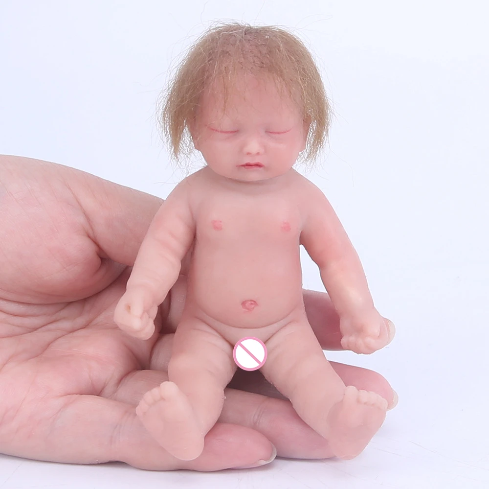 12cm Mini Silicone Reborn Baby Doll with Built-in Skeleton Simulation High Color Painting Baby Doll Toy