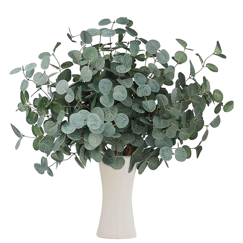 

10 PCS Artificial Eucalyptus Leaves Greenery Stems Faux Silk Silver Dollar Eucalyptus Leaf for Home Party Wedding Decoration