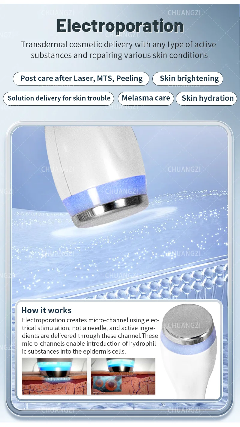 Description Picture 6 of item2024 New style Electroporation Cooling Heating Radio Frequency Lift Wrinkle Removal Machine Tightening Body Skin Care Face