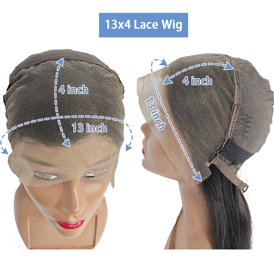 Deep Wave Transparent 13x4 Lace Frontal Wig 30 32 Inch Lace Front Brazilian 100% Human Hair Wig Deep Curly 180 Density For Women
