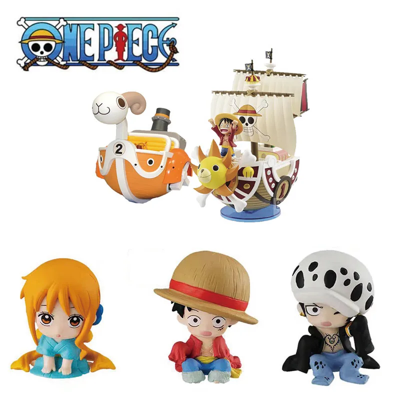 Nuovo One Piece Rufy Zoro Ship Figure Model Toy Cute Mini Boat Assemblato Modello One Piece Ship Kid Birthday Gift