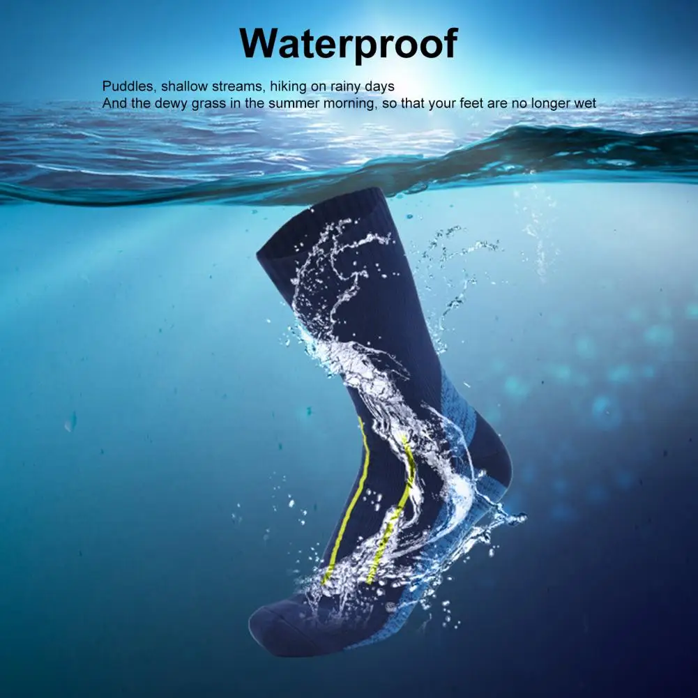 1 Pair Soft Riding Socks Sweat Absorption Waterproof Socks Mid-Tube Outdoor Hiking Wading Camping Keep Warm